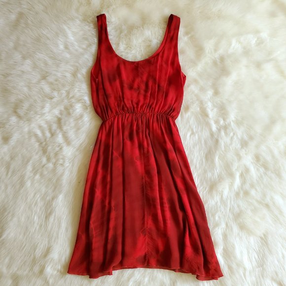 Alice + Olivia Red Dress Cabella Tie Dye Silk Dress Size XS EUC - Picture 11 of 16